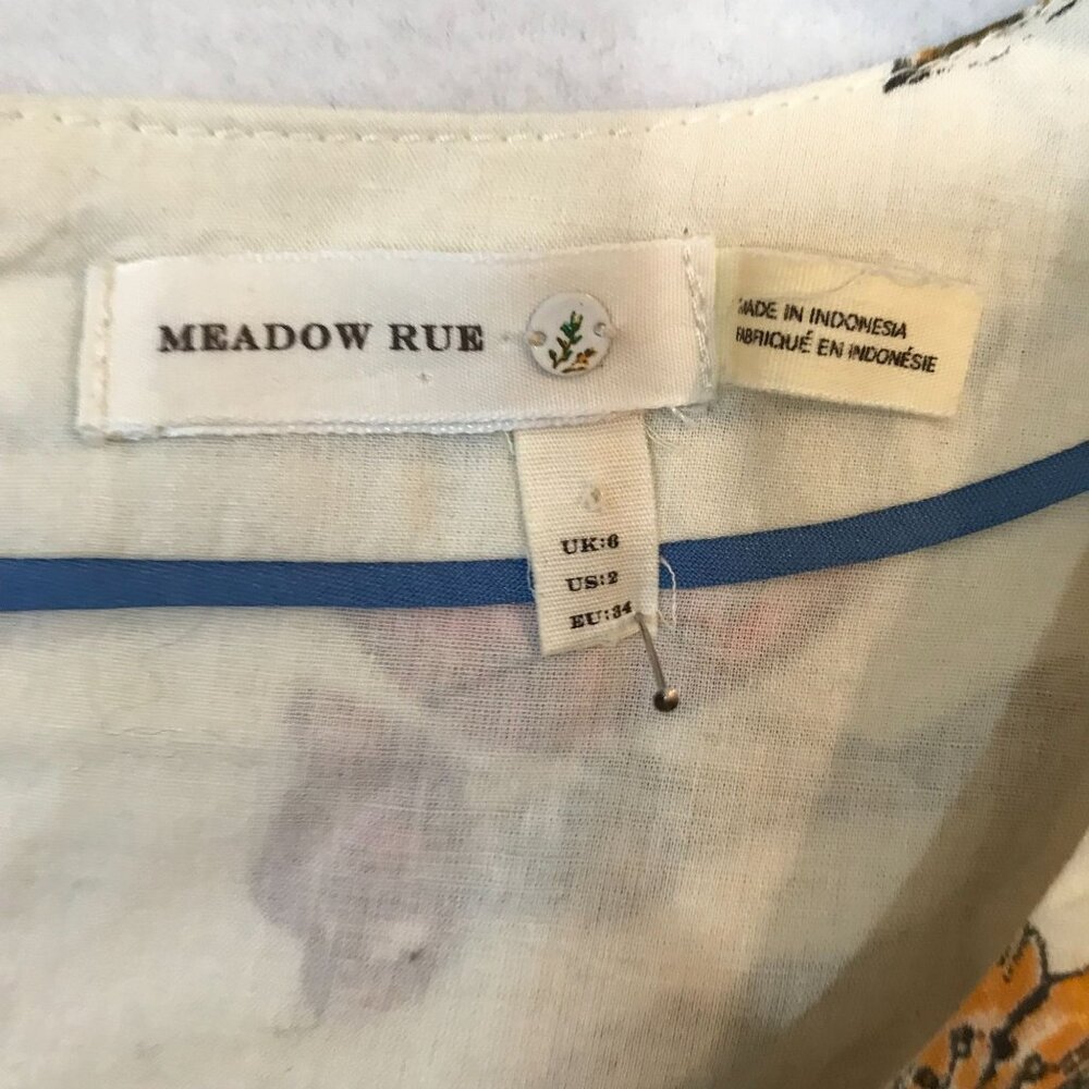 Meadow Rue Womens 2 XS Sleeveless Floral Top Cotton Linen Pockets - Picture 3 of 8